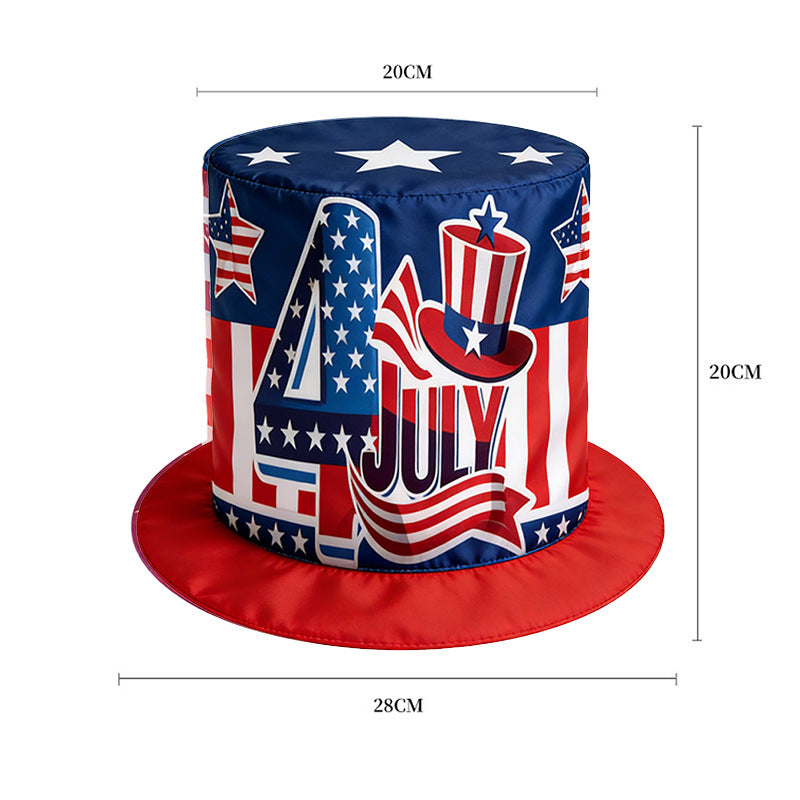 Unisex nan patriotic party top hat with all-over flag pattern and stable brim Kalsten