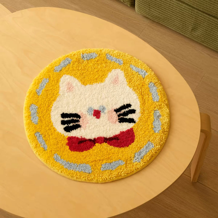Cute Cat Face Plush Area Rug Kalsten