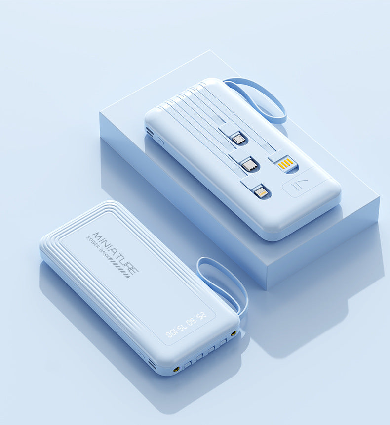 Compact power bank with integrated cables and digital charging display Kalsten
