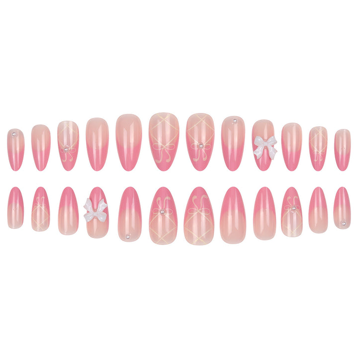 Artistic Bow-Embellished Stiletto Press-On Nails Kalsten