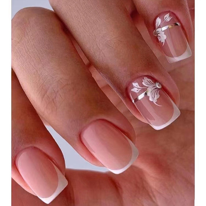 Elegant French Tip Floral Nail Art Kit