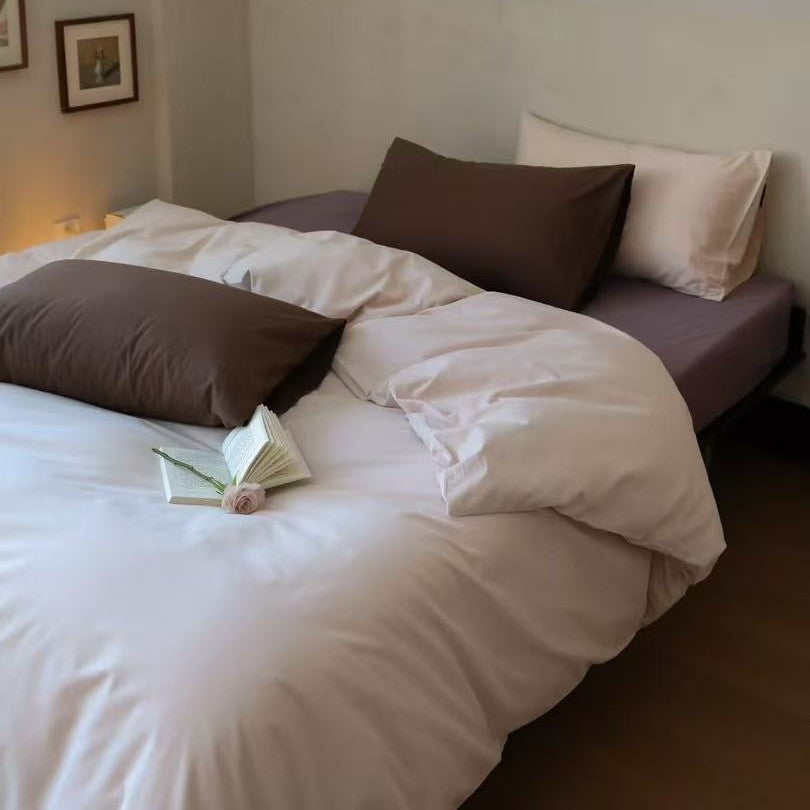 Premium cotton satin duvet cover set with fitted sheet and pillowcases