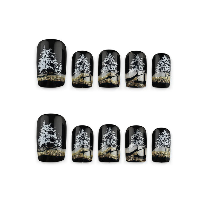 Artificial nails with romantic winter forest pattern Kalsten