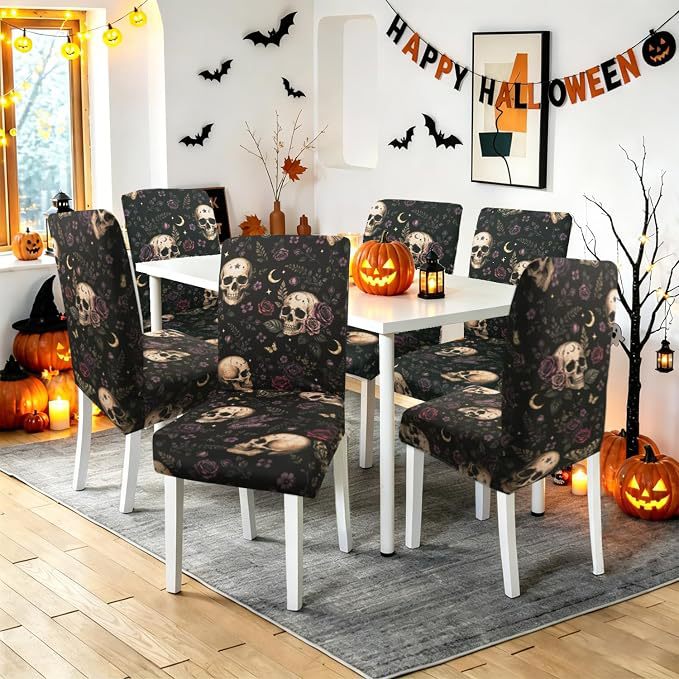 Stretch chair cover with Halloween motif elastic removable chair cover