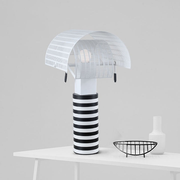 Modern Decorative Table Lamp with Striped Base