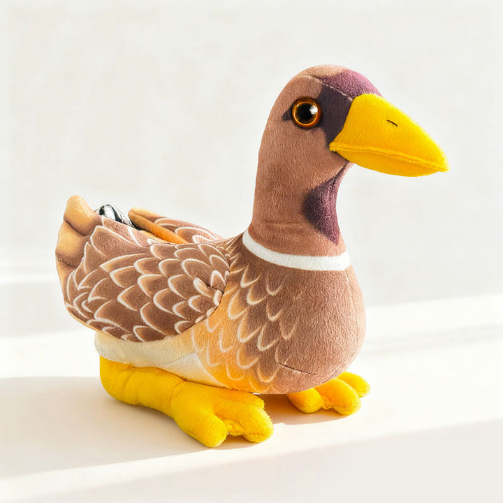 Mallard Duck Plush Companion with Embroidered Feather Pattern & Weighted Base Kalsten