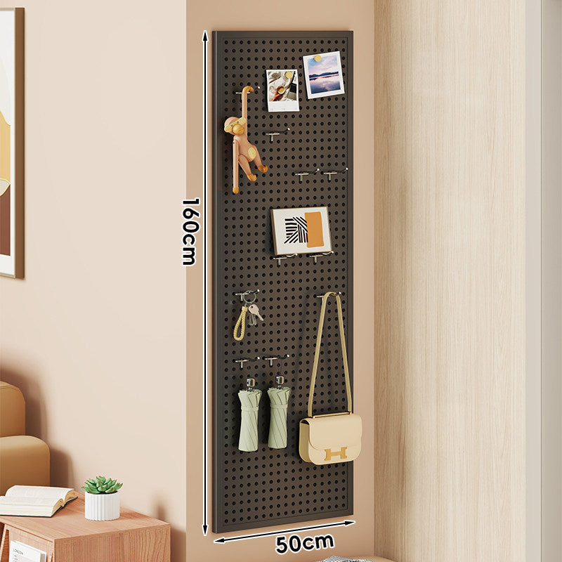 Wall-Mounted Perforated Pegboard Organizer Panel with Modular Hooks