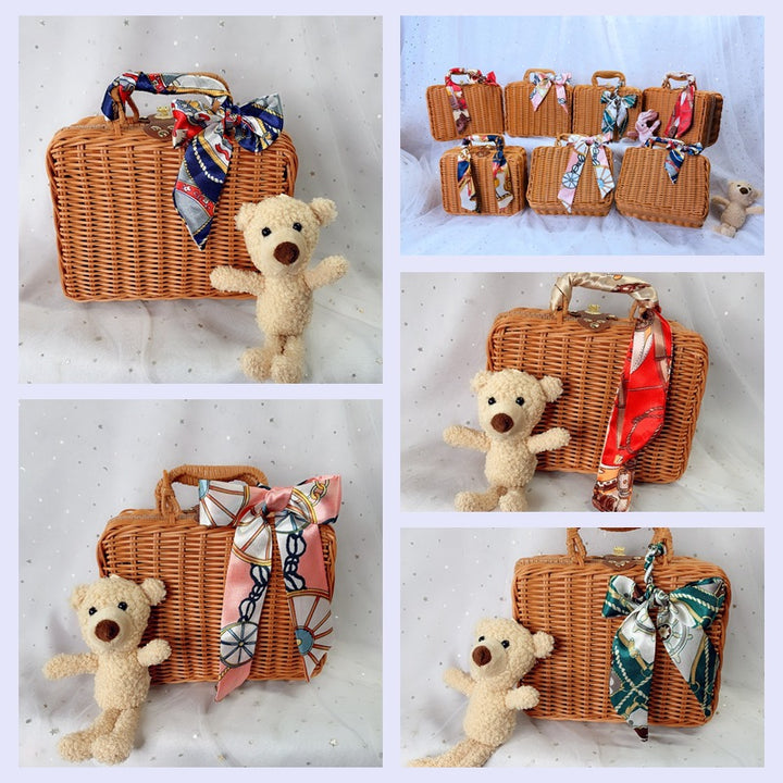 Women's braided handbag with decorative silk ribbon Kalsten