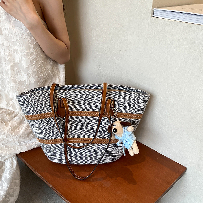 Textured Woven Tote Bag