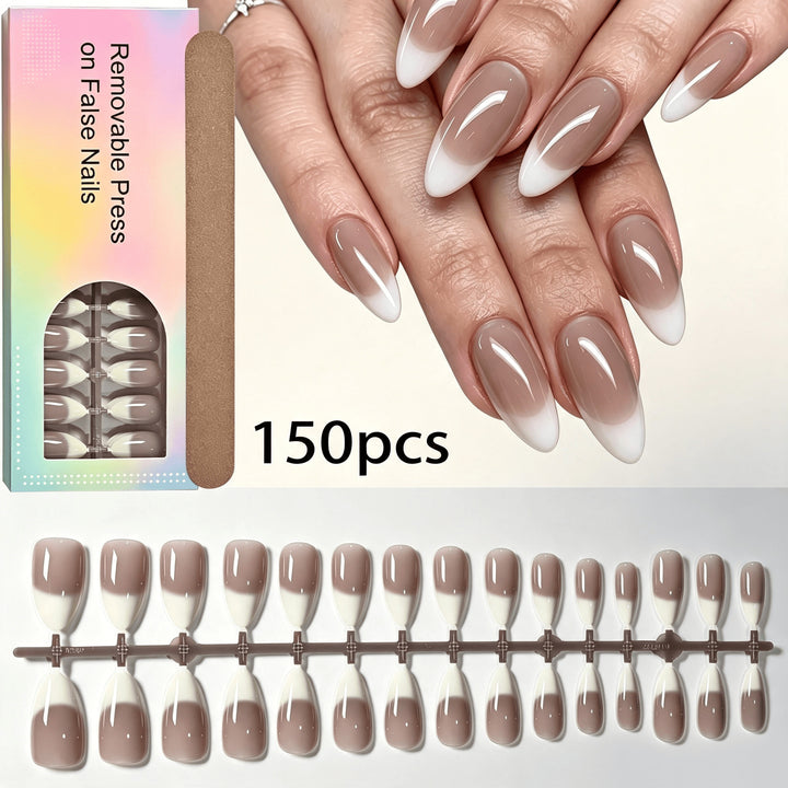 Removable Press-On Nail Set with French Tip Design Kalsten
