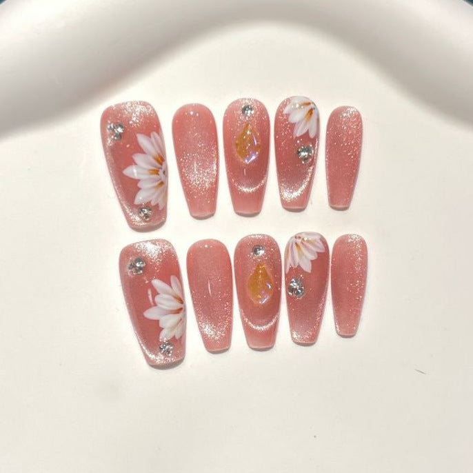 Floral Decorative Press-On Nail Set