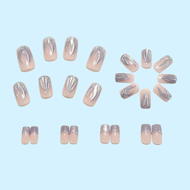 Artificial nails with elegant glitter and wave design Kalsten