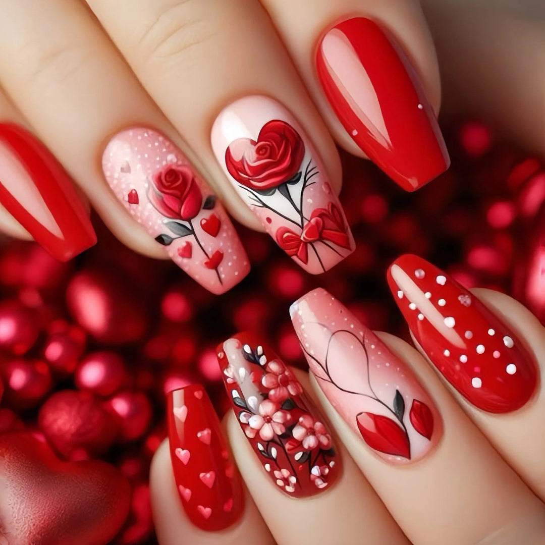 Floral Design Acrylic Nail Art Extensions Kalsten