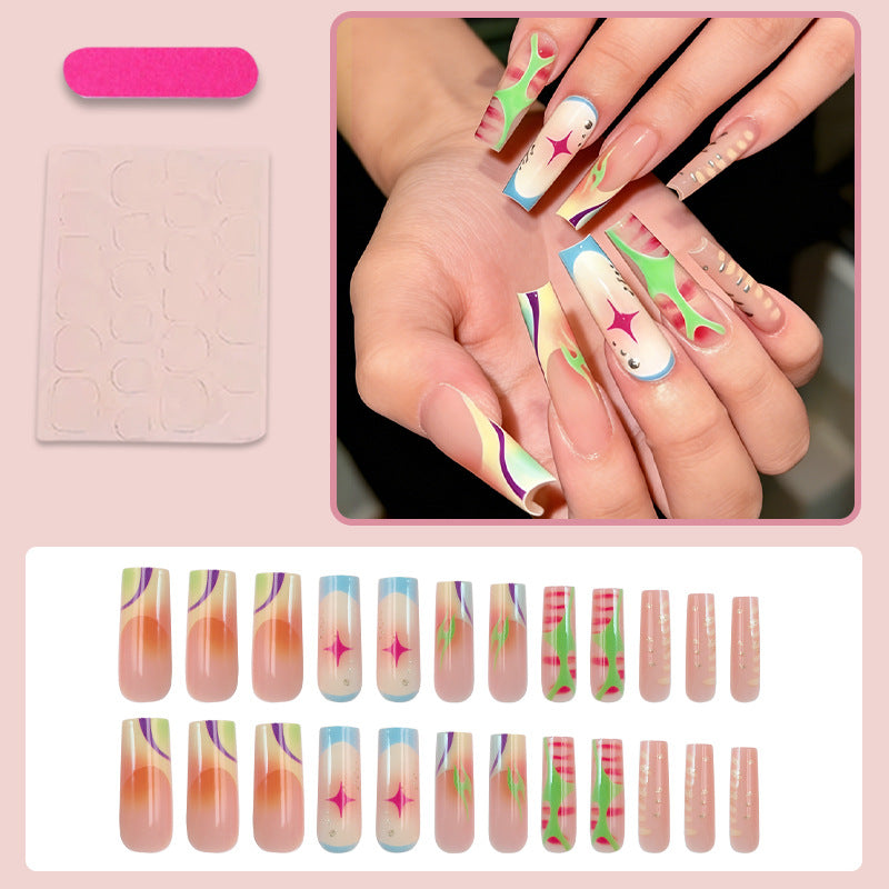 Acrylic nail set with creative designs and colorful accents Kalsten