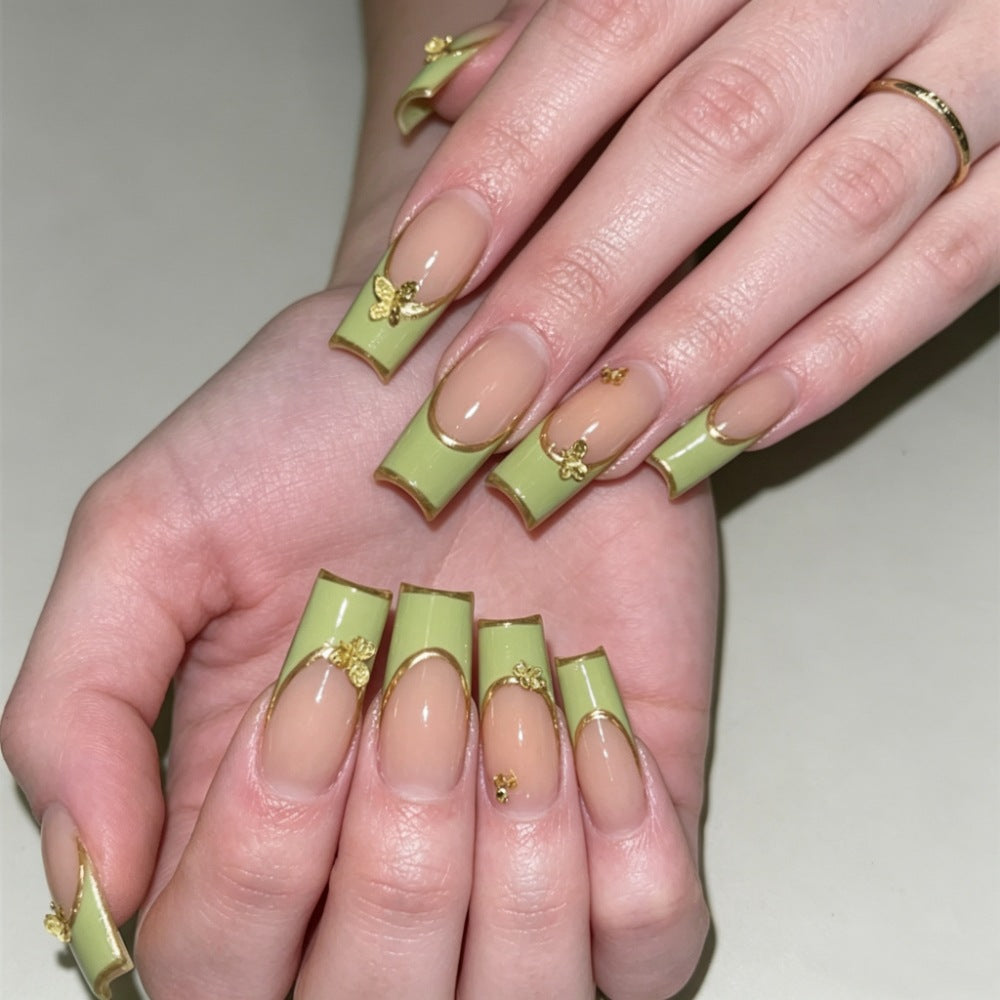 Artistic Heart-Embellished Press-On Nails Kalsten