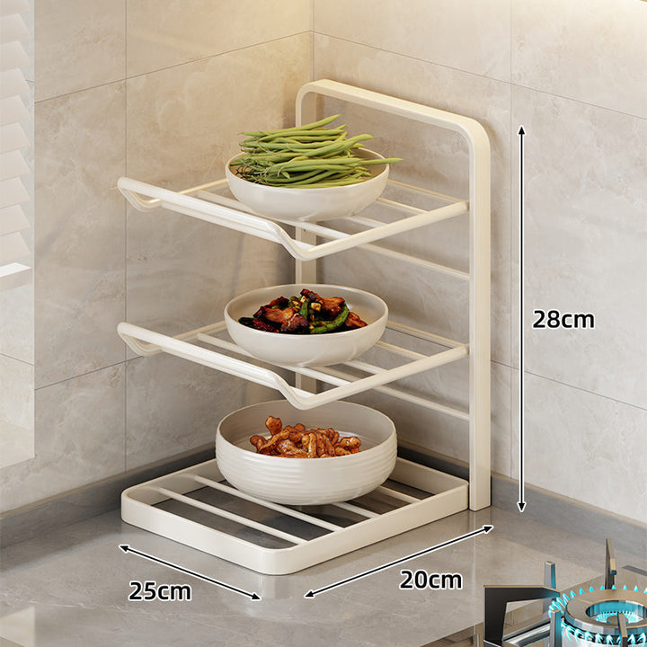 Multi-Tier Vertical Countertop Bowl and Plate Drying Rack with Slanted Wire Shelves