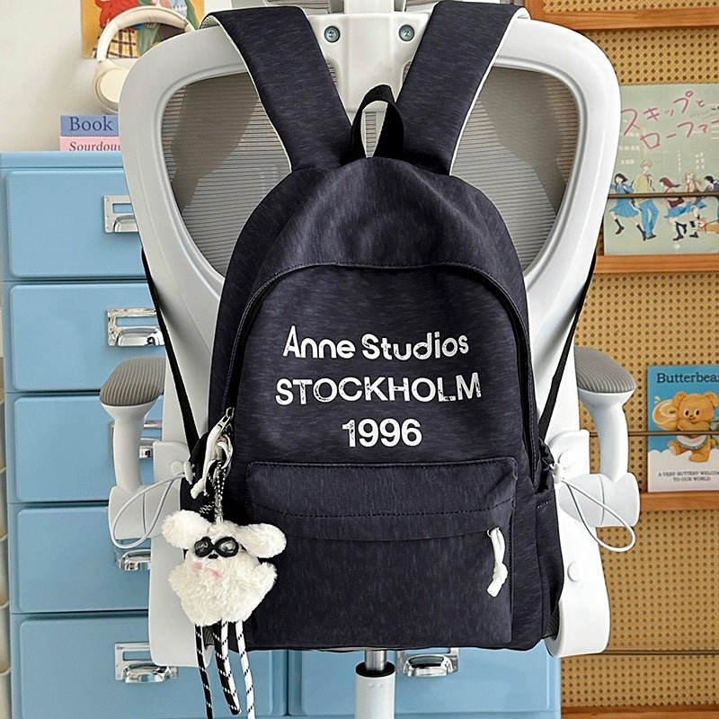 Casual Lightweight Backpack with Cute Plush Charm Kalsten