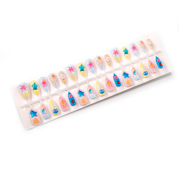 Tropical Ocean-Inspired Press-On Nail Art Set