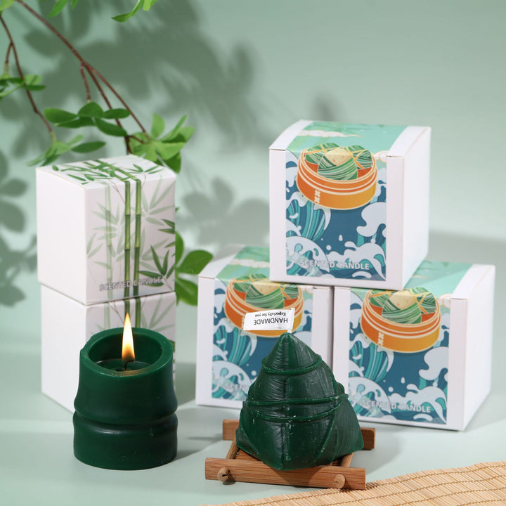 Hand-Poured Conical Spiral-Wrapped Holiday Tree Scented Decorative Candle