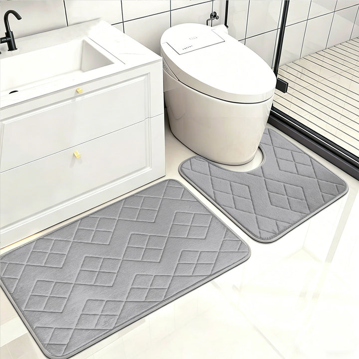 Luxurious Quilted Memory Foam Bath Mat Set Kalsten