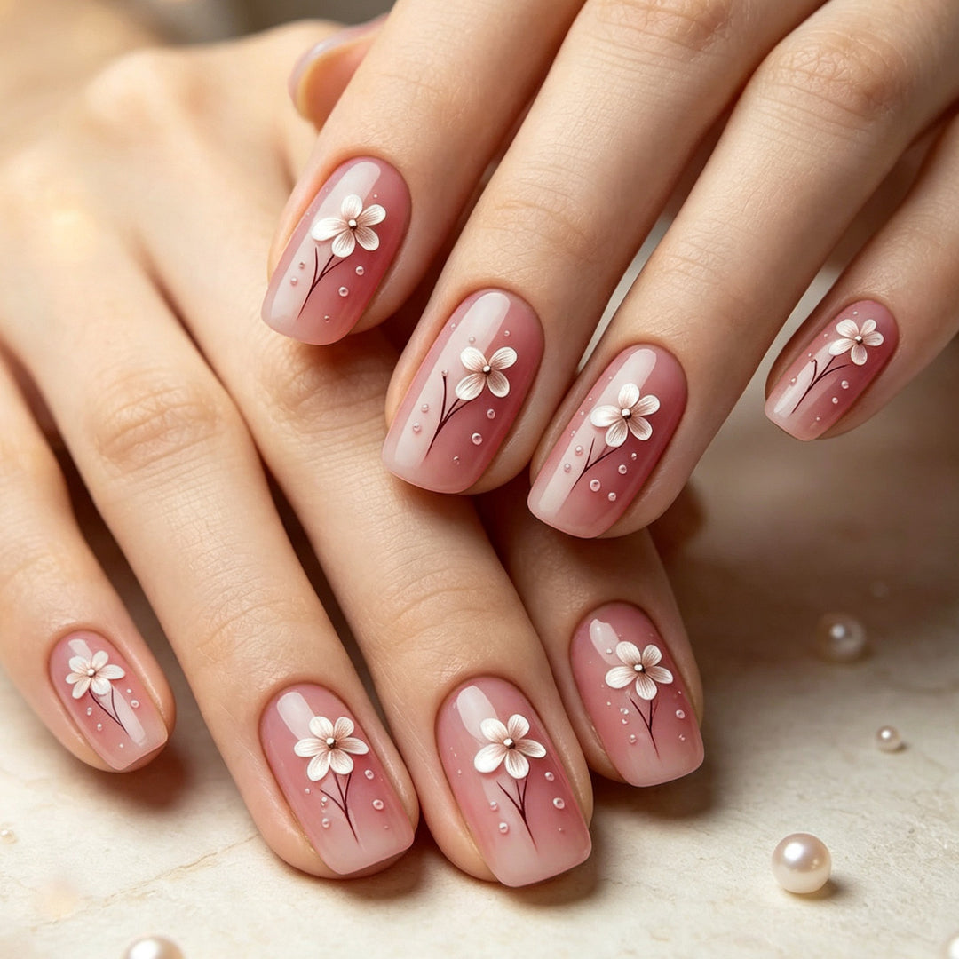 Floral Artified Acrylic Nail Enhancements Kalsten
