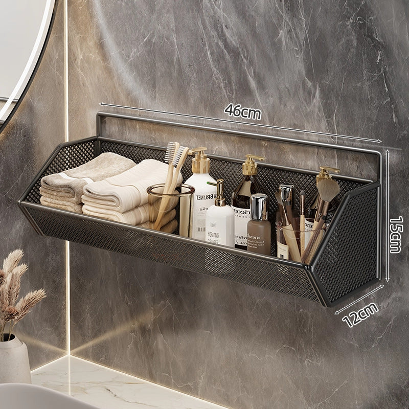 Wall-Mounted Mesh Bathroom Organizer Shelf