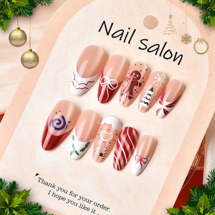 Christmas art nail set with festive gingerbread and Christmas tree motifs Kalsten
