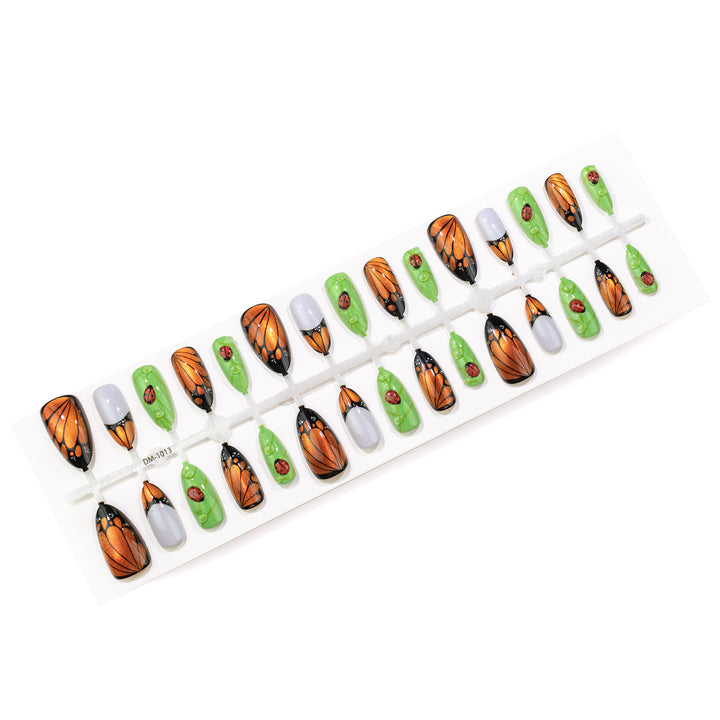 Artistic Ladybug-Themed Press-On Nail Art Set Kalsten