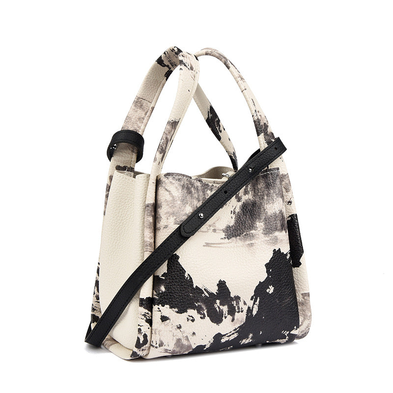 Artistic Print Leather Handbag Kalsten