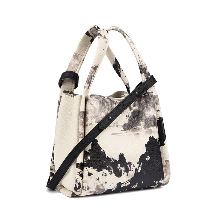 Artistic Print Leather Handbag Kalsten