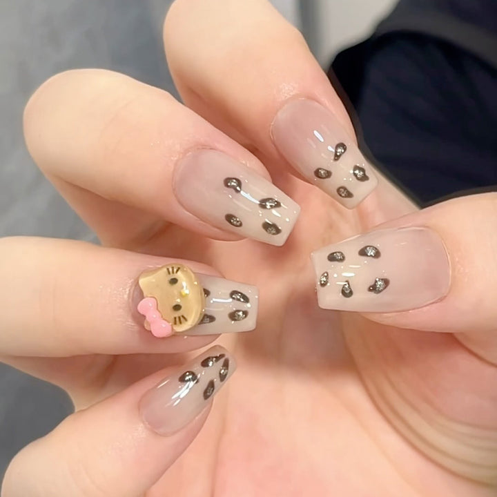 Elegant Long Press-On Nails Set with Artistic Tips Kalsten