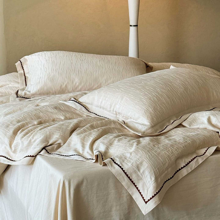Luxurious Jacquard Bed Linen Set in Linen Look
