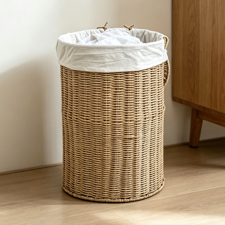 Rustic laundry basket made of woven material Kalsten