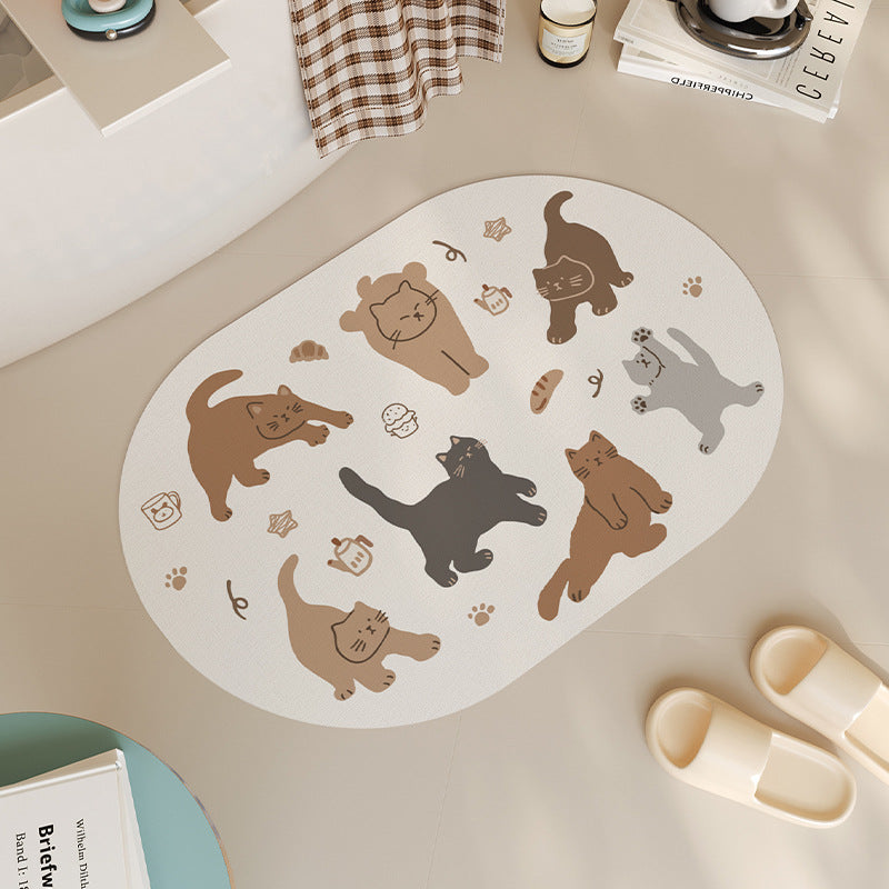 Adorable Cat-Themed Bathroom Mat