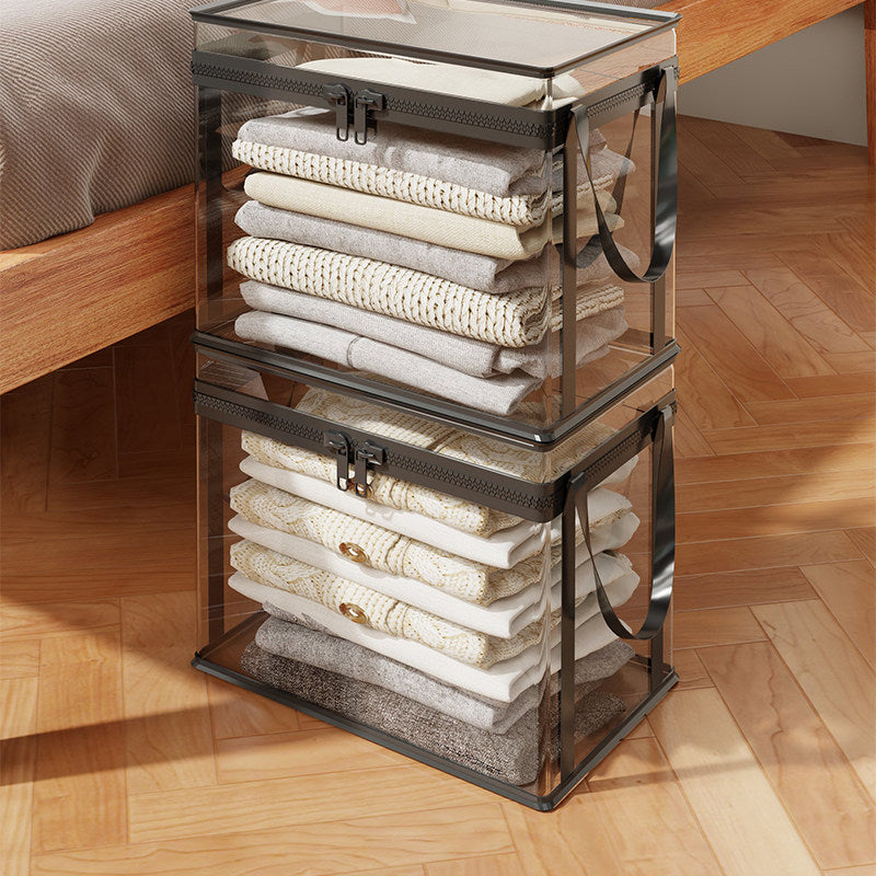 Clear Stackable Garment Storage Box with Lockable Zipper and Carry Handles