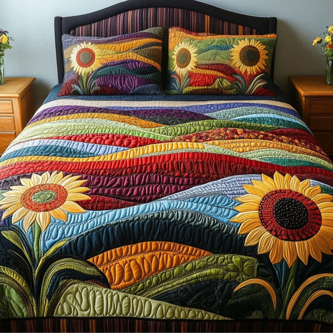 Quilted Tree Of Life Comforter Set With Embroidered Jacquard Cover And Matching Shams