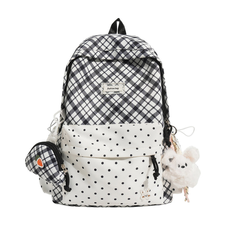 Stylish Plaid Backpack with Fun Decorative Accents Kalsten