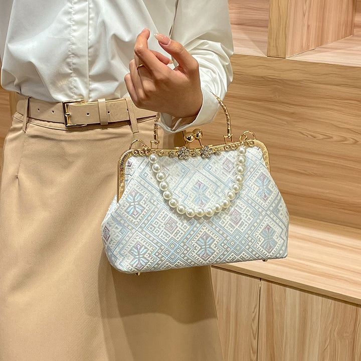 Elegant Pearl-Accented Evening Handbag
