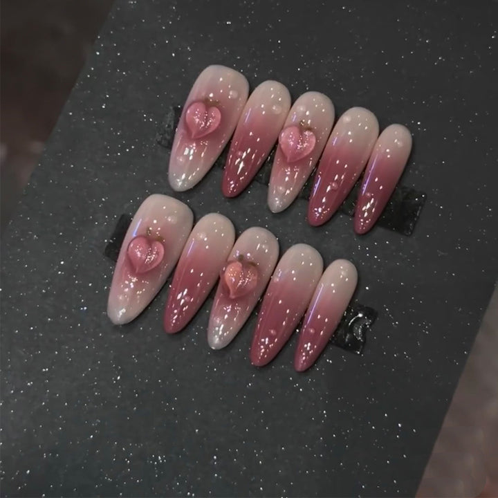 Elegant Stiletto Press-On Nails with Heart Accents Kalsten