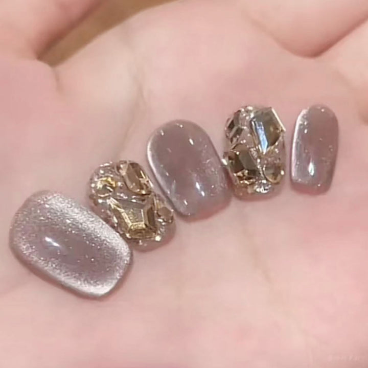 Elegant Gemstone Decorative Press-On Nails