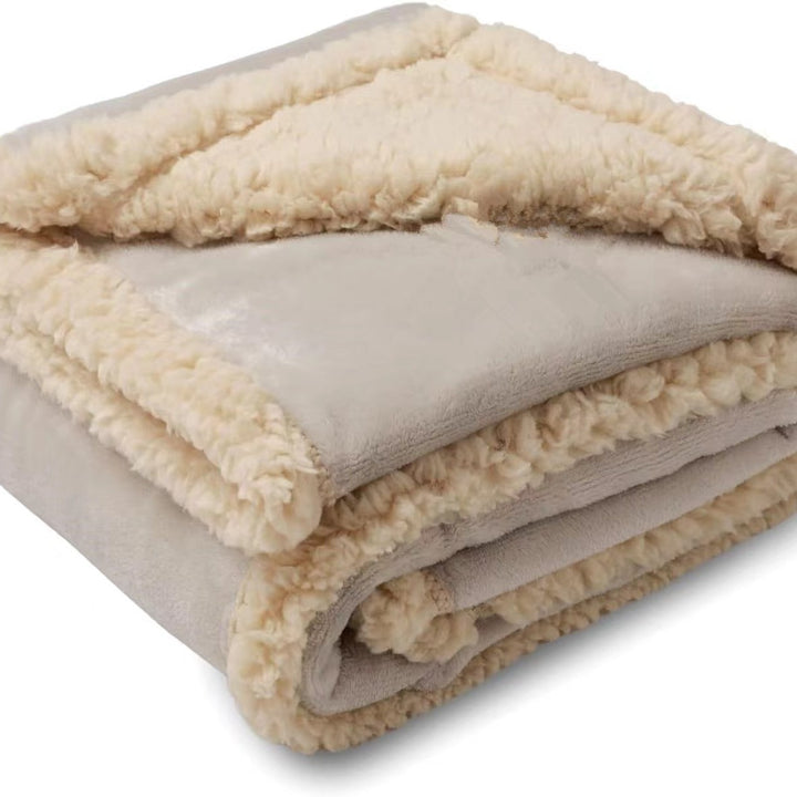 Reversible Sherpa Fleece Throw Blanket With Plush Microfleece Face And Thick Faux Shearling Backing