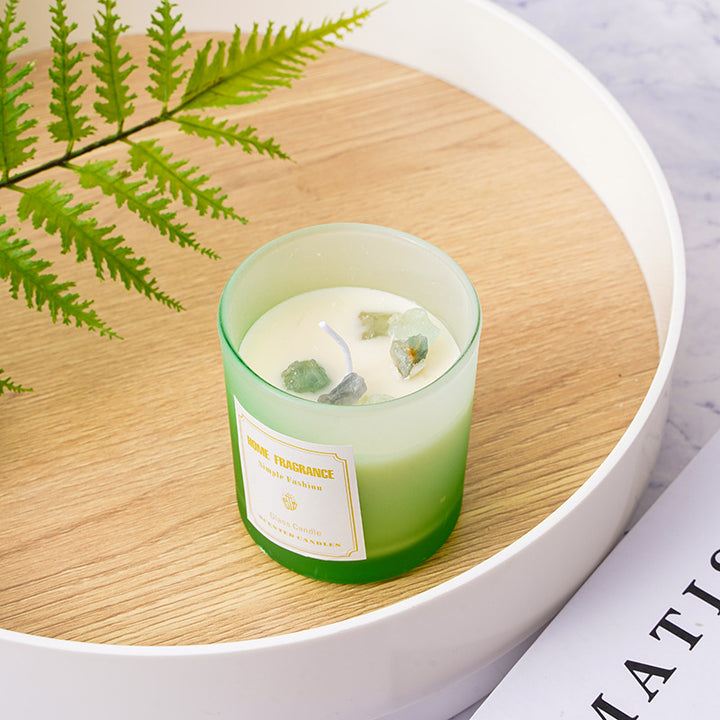 Aromatic Gemstone-Top Frosted Glass Jar Candle