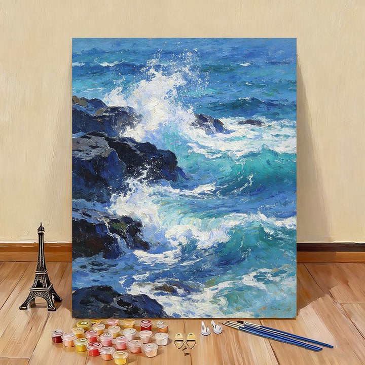 Ocean Wave Landscape Paint by Numbers Canvas Art Kit Kalsten
