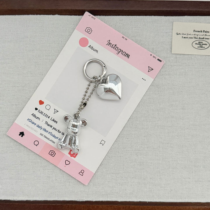 Heart-Shaped Charm Keychain with Bow Kalsten