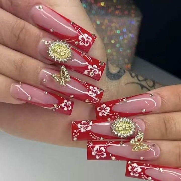 Decorative Long Acrylic Nail Art