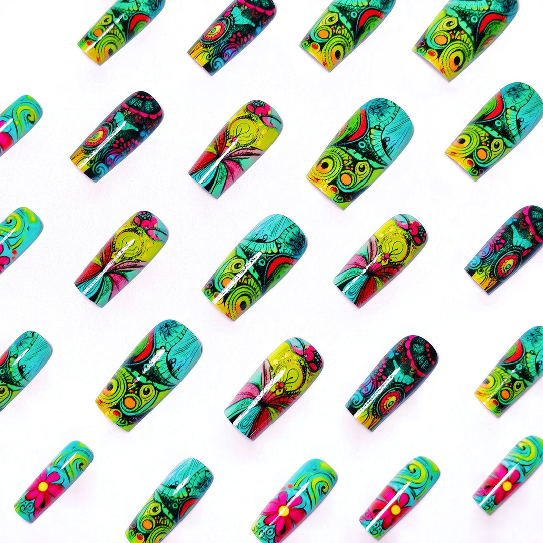 Creative Art Nails with Glowing Flower Design Kalsten