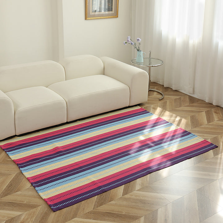 Striped flat woven carpet for living room with low pile and modern striped pattern Kalsten