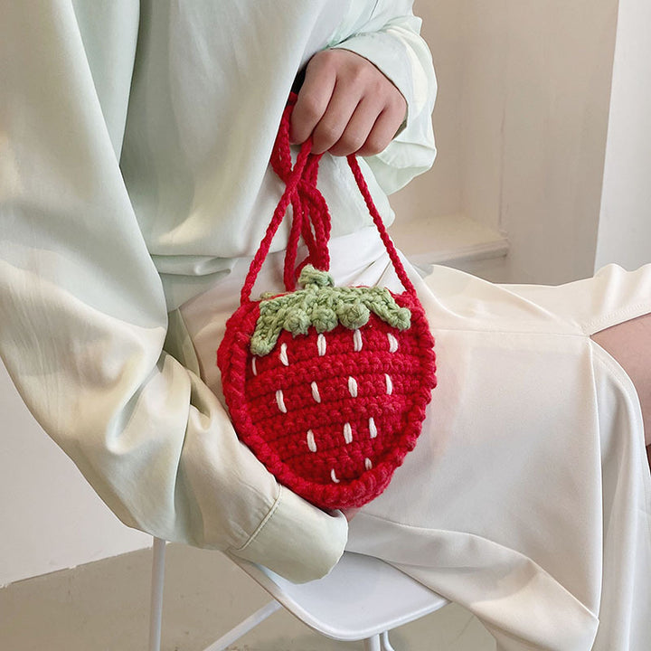 Strawberry-Themed Crocheted Handbag