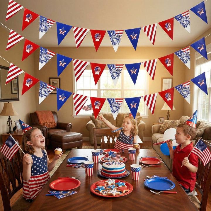 Unisex nan multiple cupcake topper set with patriotic USA motifs made of double-sided printed cardboard and wooden skewers Kalsten