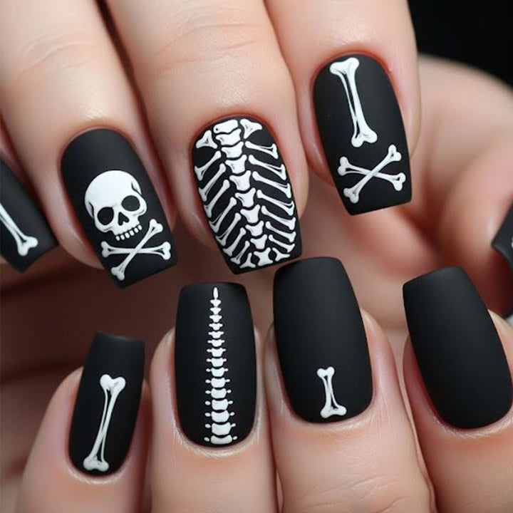 Gothic Skeleton-Themed Nail Art Extensions Kalsten